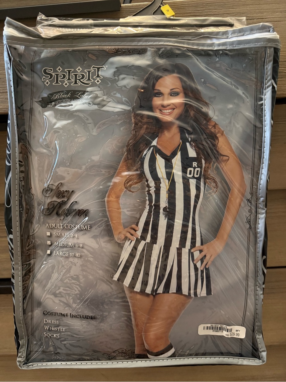 Spirit Women's Black and White Striped Referee Dress Costume